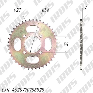 Звезда ведомая (428H-42T) (4x56) d58мм INTRUDER, WY150